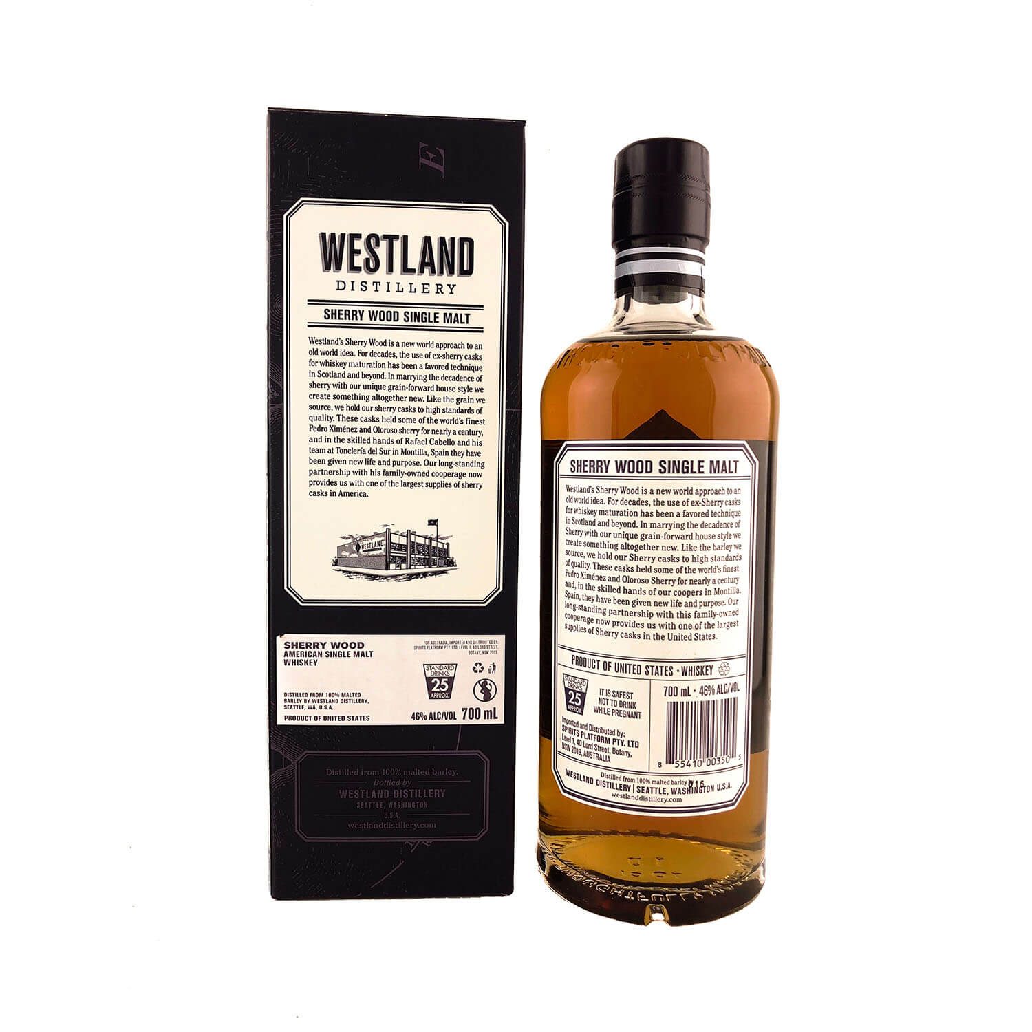 Westland Sherry Wood American Single Malt Whiskey 700ml 46% - Image 2